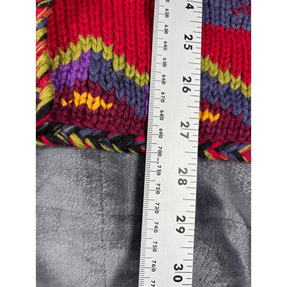 Coldwater Creek Red Southwestern Geometric Knit Cardigan Braided Trim Large - Picture 7 of 9